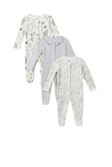 Monochrome Flower Sleepsuitss 3 Pack
