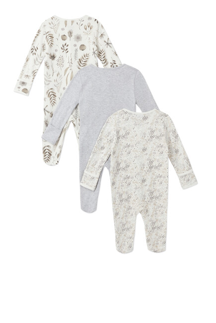 Monochrome Flower Sleepsuitss 3 Pack