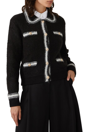Shiny Tweed Knit Cardigan