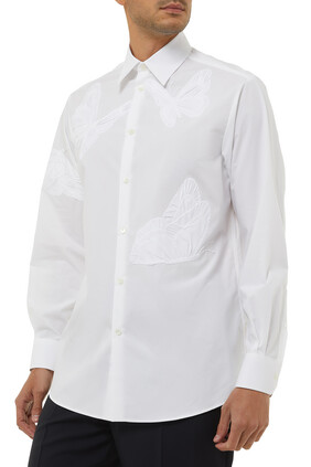 Cotton Shirt with Valentino Utopia Butterfly Embroidery