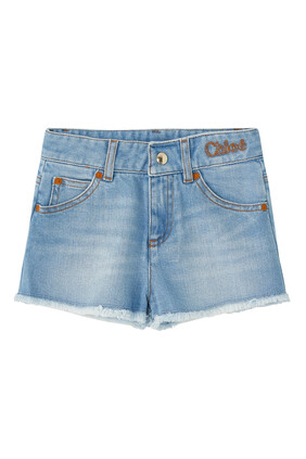 Logo Denim Shorts