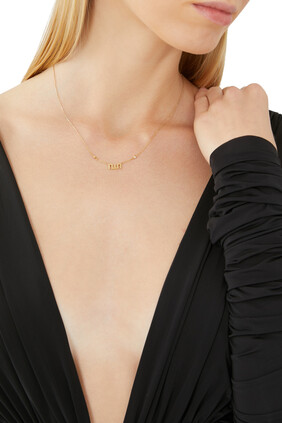 Double Solitaire Allah Small Necklace, 18k Yellow Gold & Diamonds
