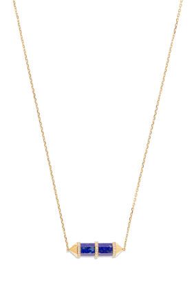 Medium Horizontal Chakra Necklace, 18k Yellow Gold with Diamonds & Lapis Lazuli