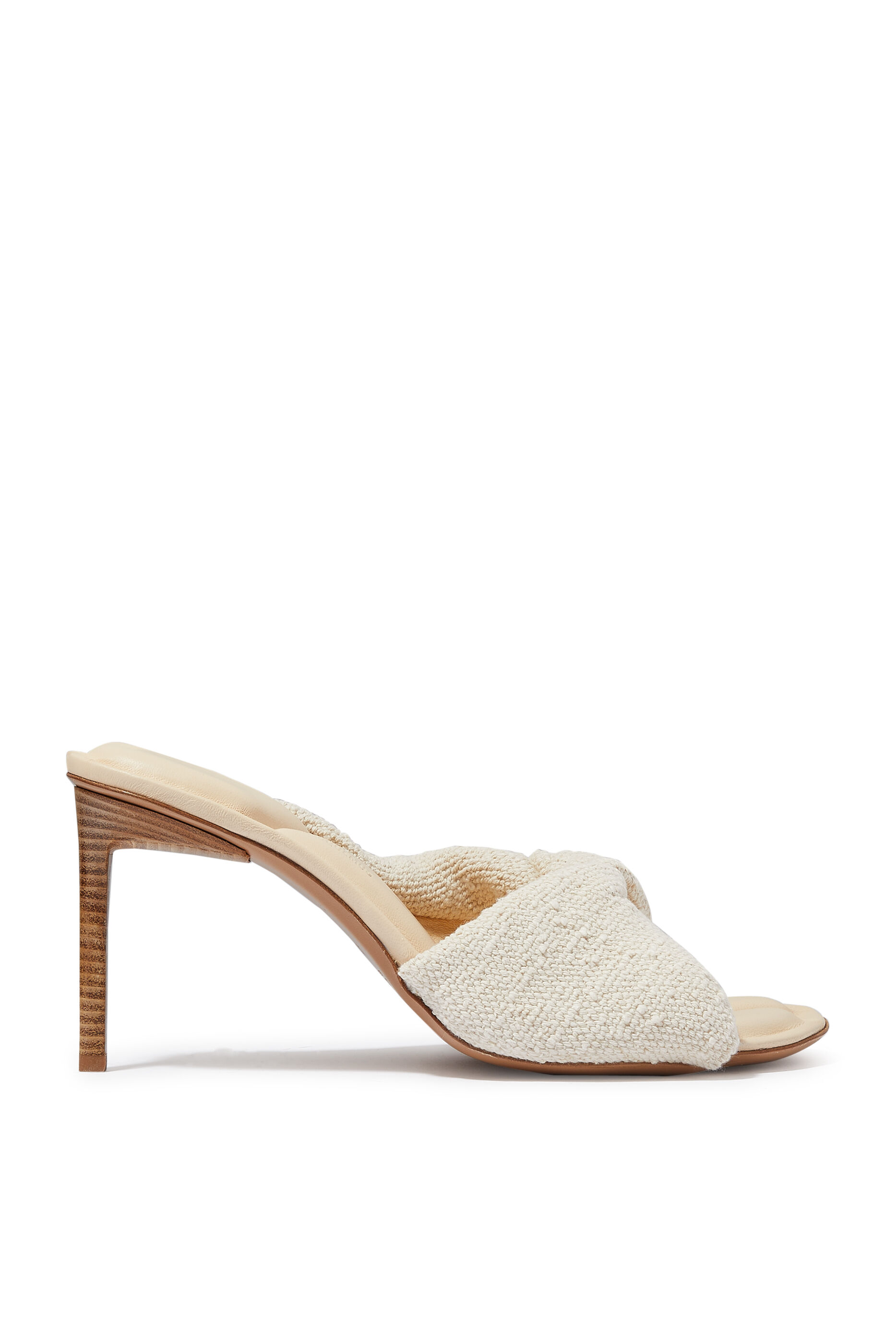 Womens Shoes Heels Mule shoes Jacquemus Leather bagnu Mules in Cream White 
