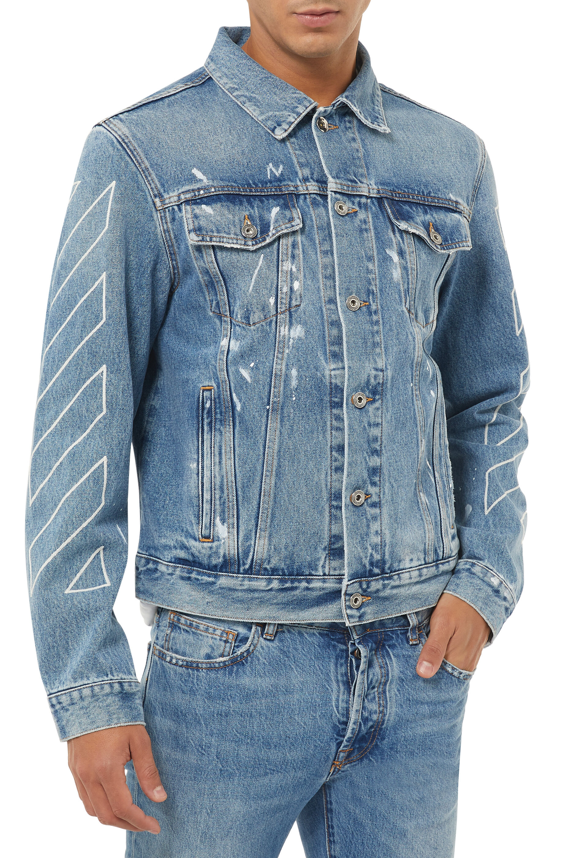 Buy Off-White Logo Print Denim Jacket 