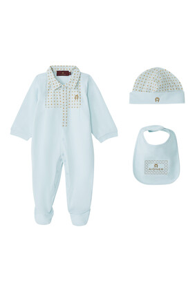 Pajama Three-Piece Gift Set with Hat and Bib