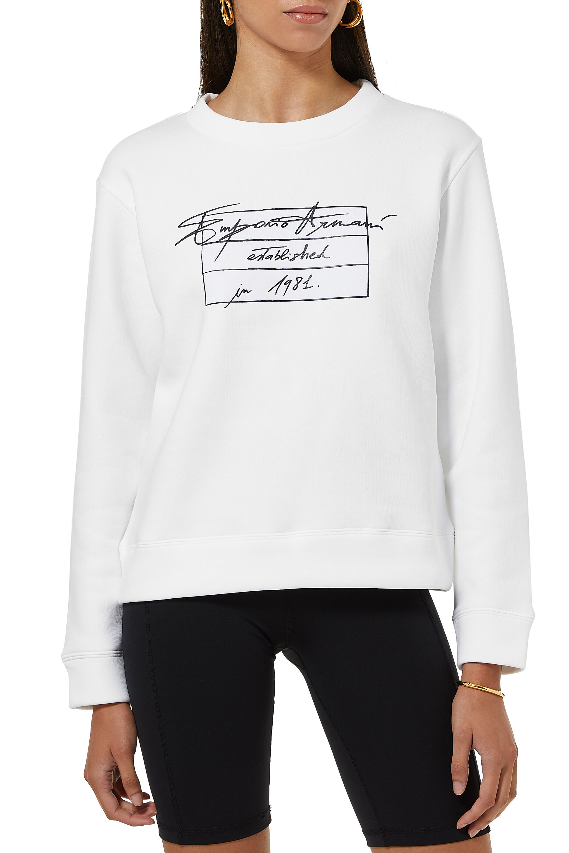 Buy Emporio Armani EA Signature Est 1981 Jersey Sweatshirt - Womens for QAR  360.00 Tops | Bloomingdale's UAE