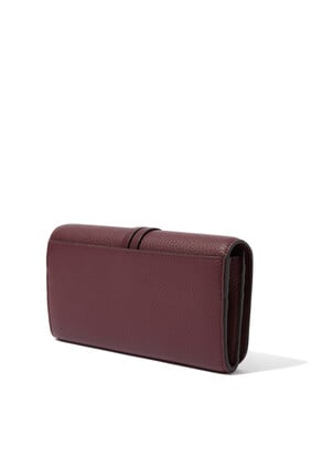 Alphabet Long Wallet With Flap In Grained & Shiny Calfskin