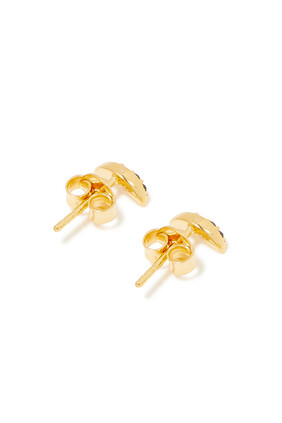 Celestial Pave Moon Stud Earrings, 18K Recycled Gold Plated Vermeil on Recycled Sterling Silver & Cubic Zirconia