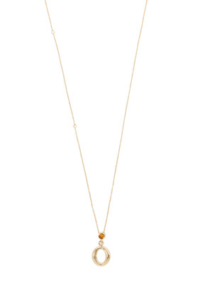Alphabet Pendant Necklace O, Brass & Tiger's Eye