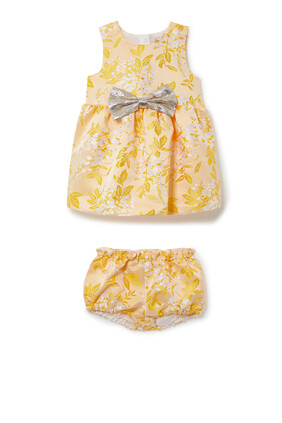 Metallic Bow Dress and Bloomers Set