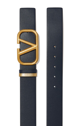 Valentino Garavani VLOGO Reversible Belt in Glossy Leather