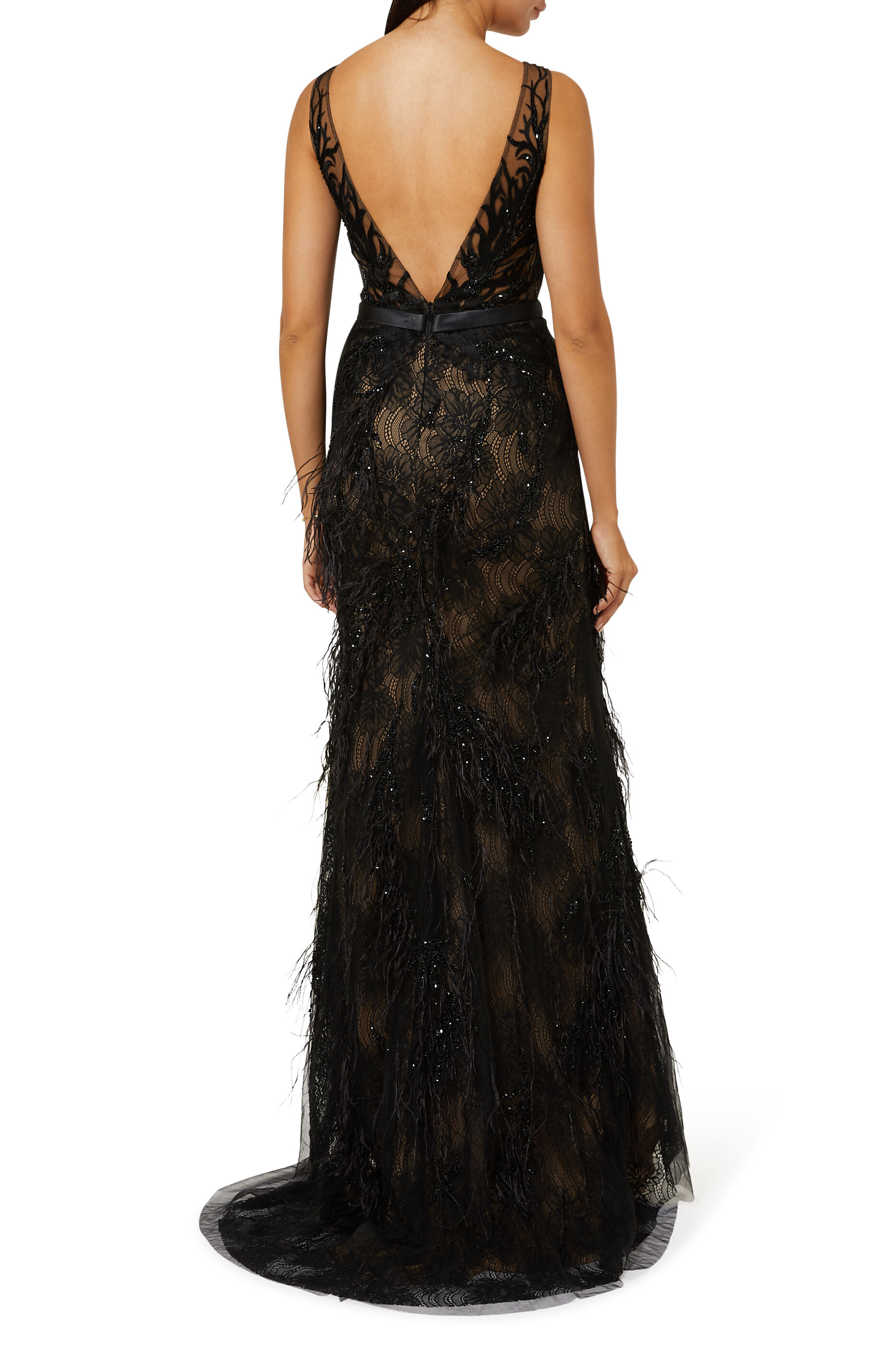 black feather gown