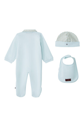 Pajama Three-Piece Gift Set with Hat and Bib