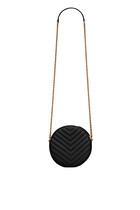 Vinyle Round Camera Bag In Chevron-Quilted Smooth Leather