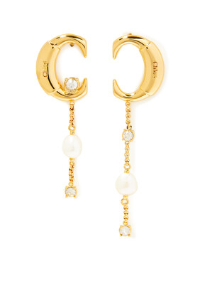 Darcey Earrings, Brass & Pearls