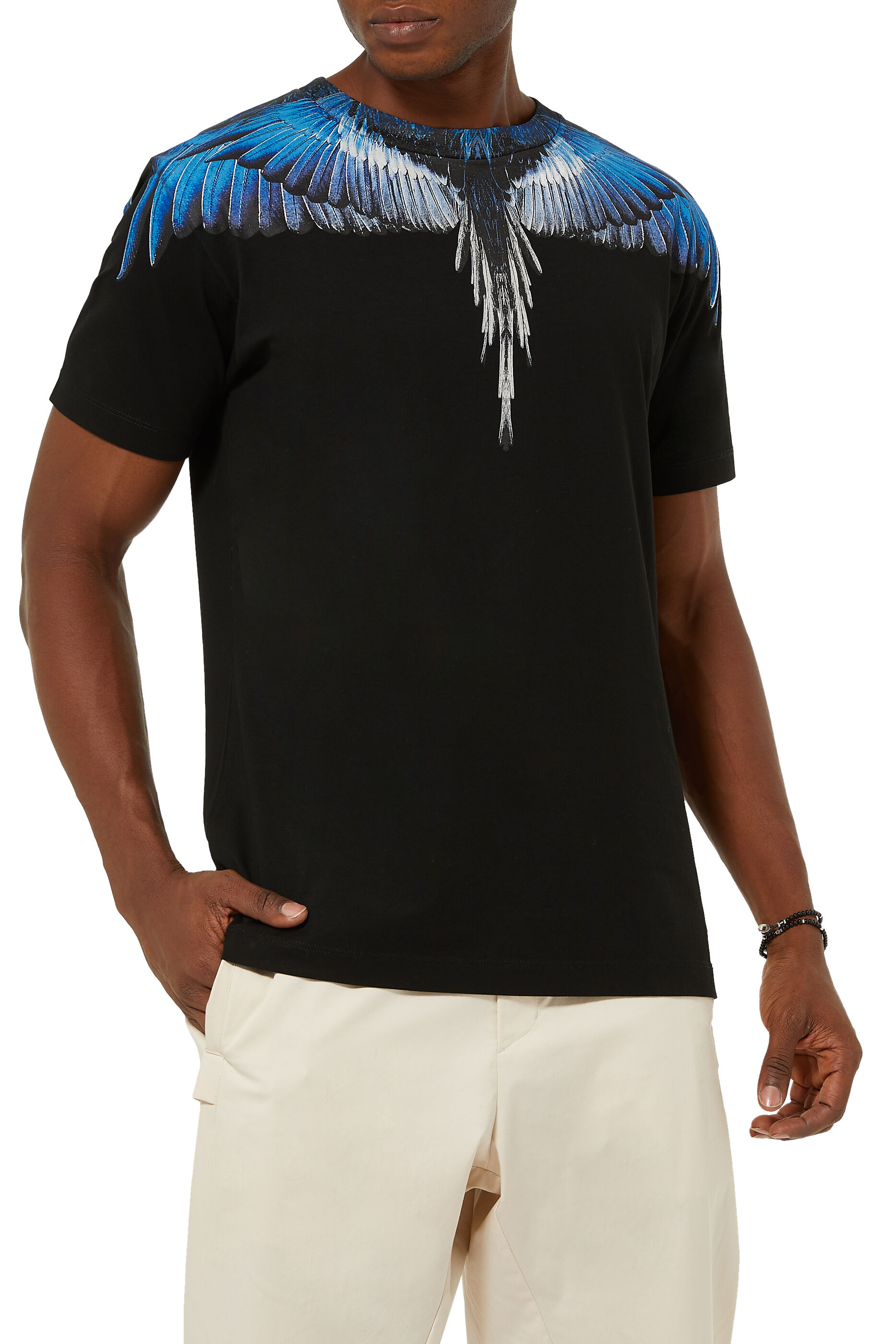 Mens Clothing T-shirts Short sleeve t-shirts Marcelo Burlon Cotton Falls Wings Graphic Tee for Men 