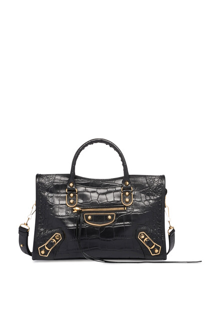 Classic Metallic Edge City Crocodile-Effect Bag