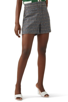 Houndstooth High-Waisted Shorts