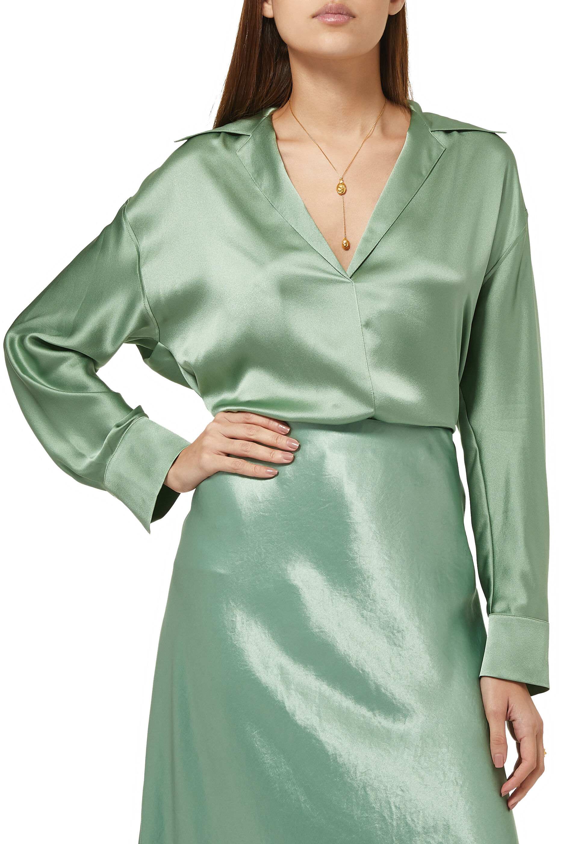 Buy Vince Long Sleeve Silk Top - Womens 