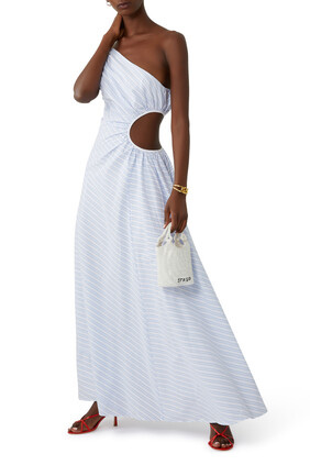 Jayla One-Shoulder Cut-Out Striped Maxi Dress