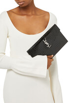 Uptown Crocodile-Embossed Leather Pouch