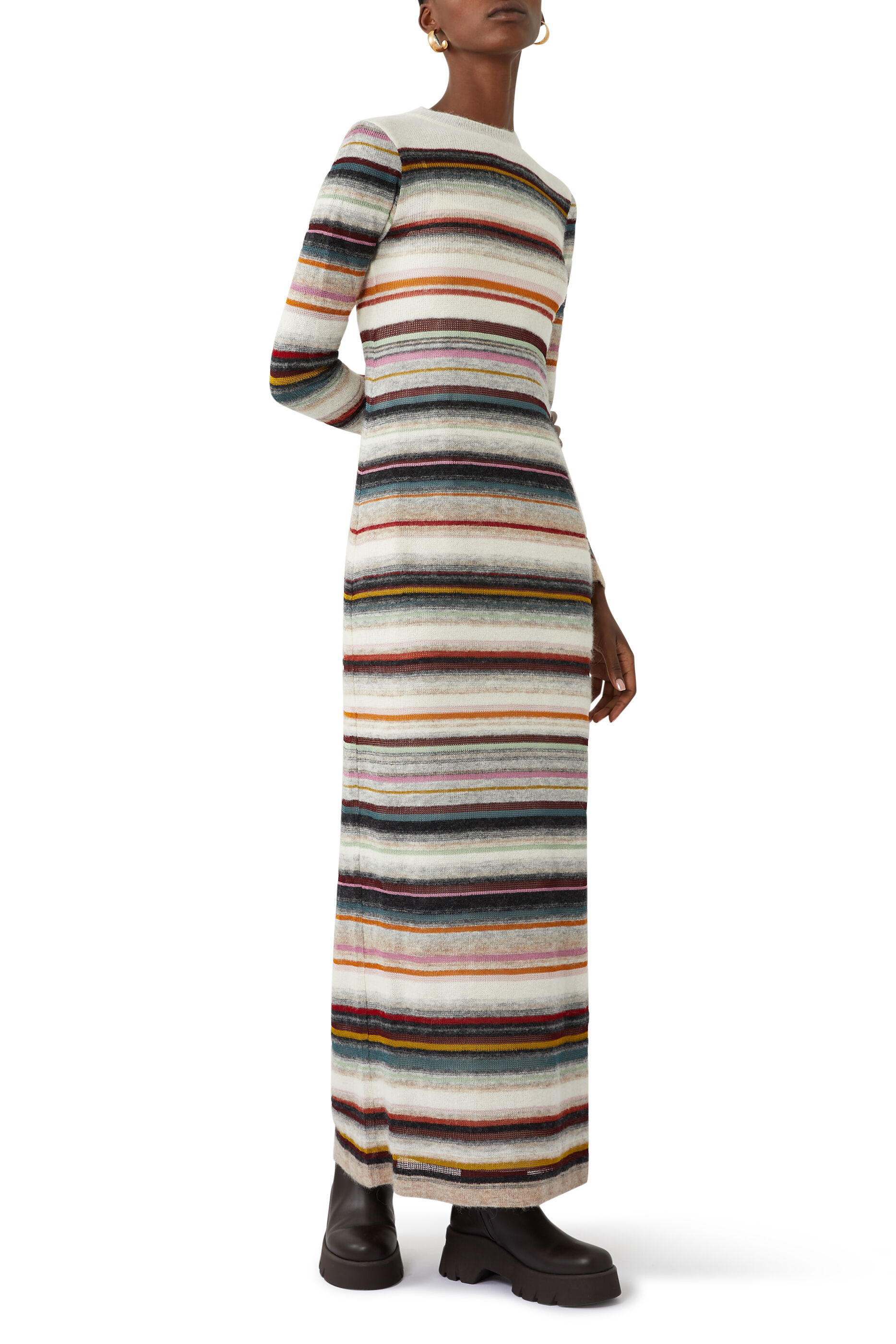 Alpes One Shoulder Striped Knit Maxi Dress Bloomingdales Women Clothing Dresses Knitted Dresses 
