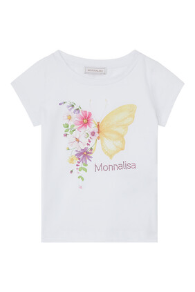 Butterly Flowers Print T-Shirt