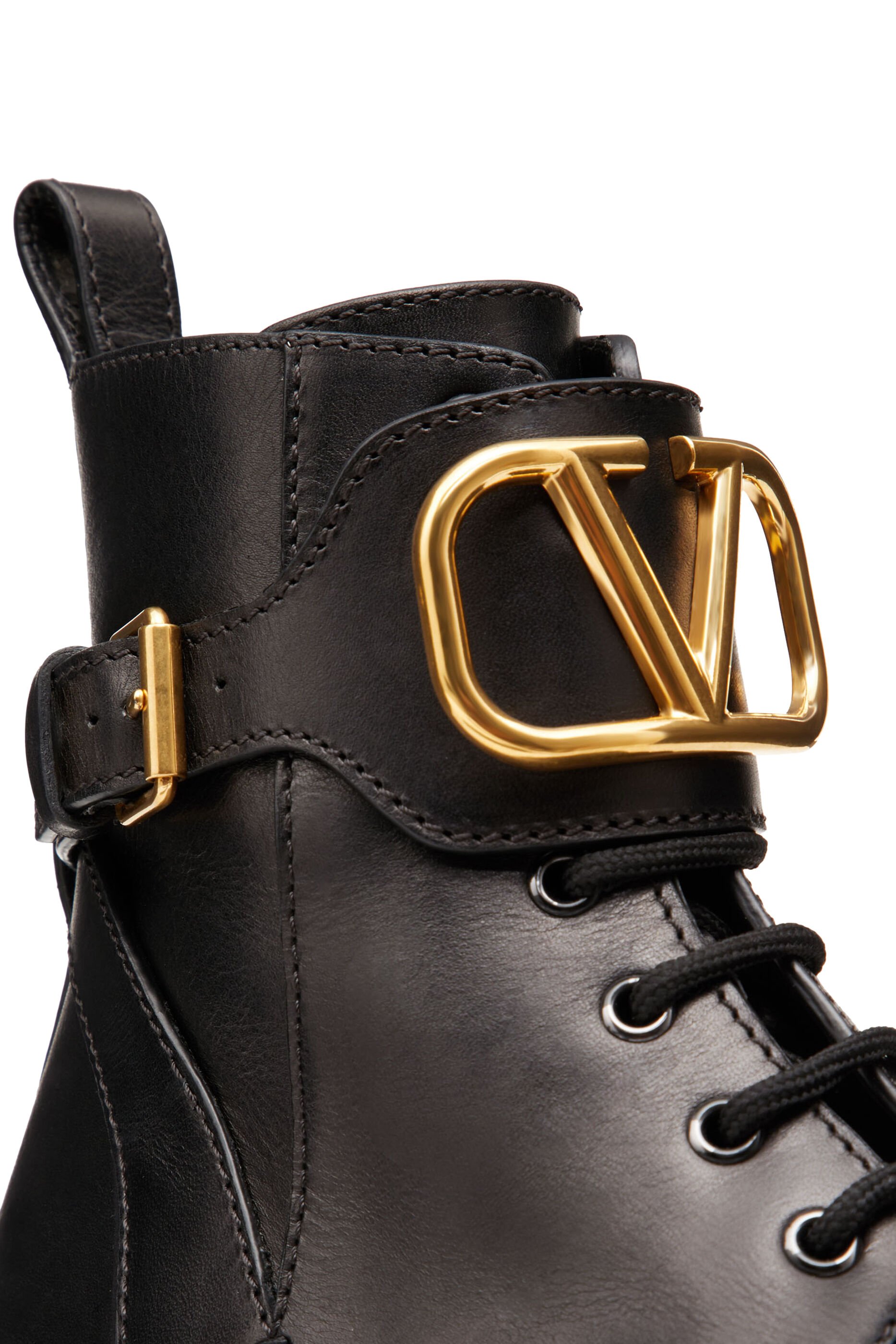 valentino logo combat boots