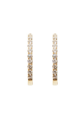 Huggie Earrings, 14k Yellow Gold & Diamonds