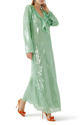 Sequin Embellished Long Sleeve Dress
