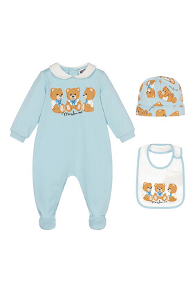 Teddy Bear-Print Jumpsuit Set