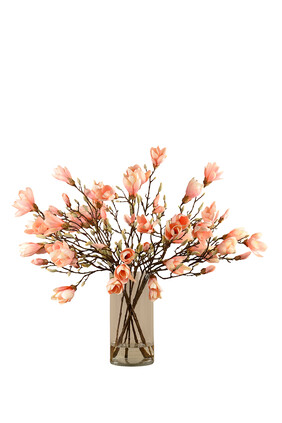 Magnolia Arrangement In A Glass Vase