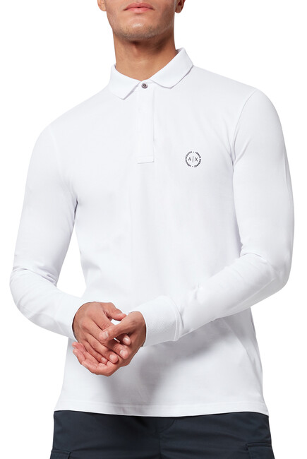 Buy Armani Exchange Circle Logo Stretch Cotton Polo Shirt for Mens |  Bloomingdale's Qatar