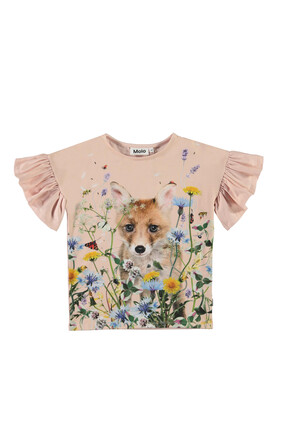 Floral Puppy Print T-Shirt
