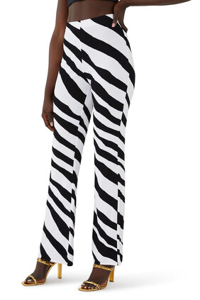 Stripe Print High-Waisted Pants