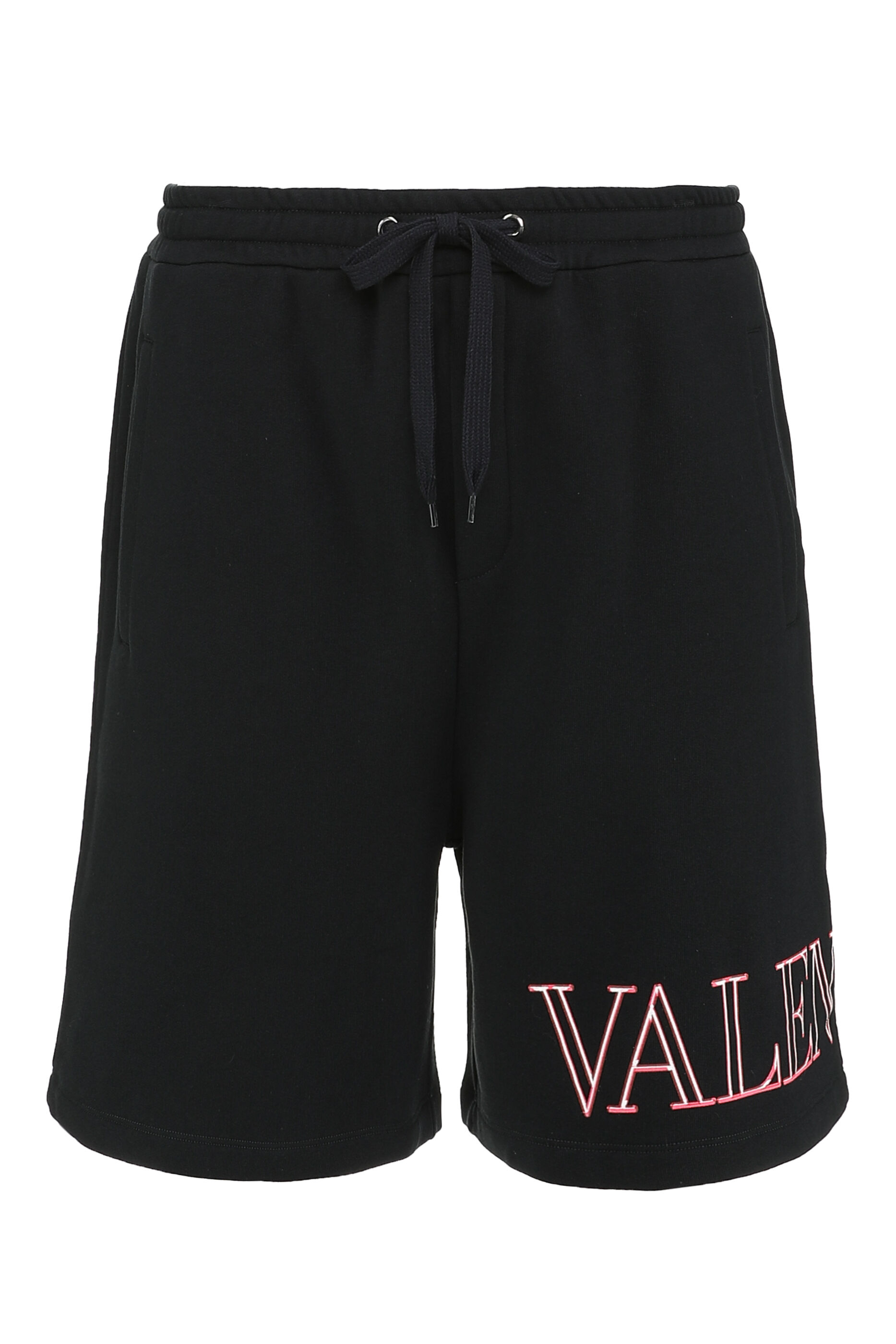 Valentino Cotton Shorts With Neon Logo 