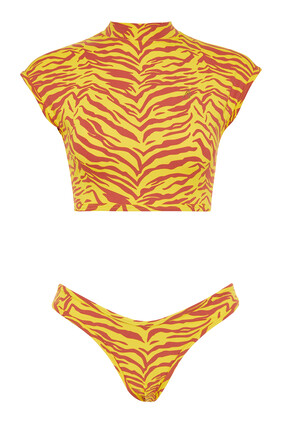 Tiger Print Crop Bikini Set