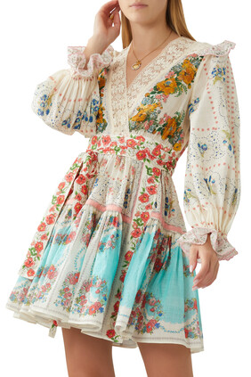 Clover Patched Wrap Mini Dress