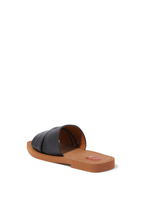 Woody Flat Leather Mules