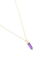 Small Vertical Chakra Necklace, 18k Yellow Gold with Diamonds & Amethyst