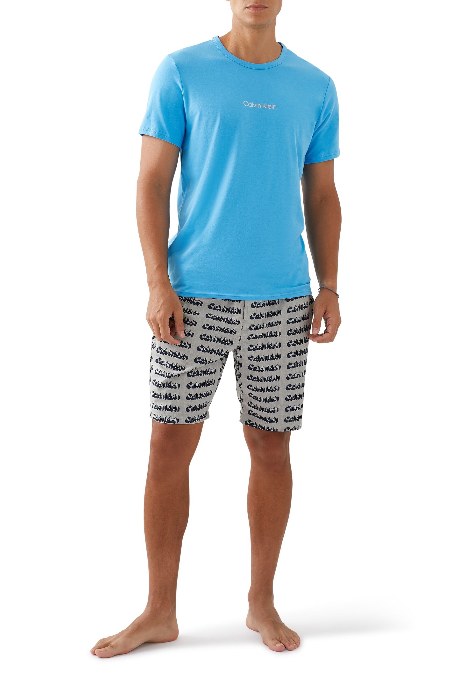 Calvin Klein Cotton Short Sleeve T-shirt Shorts Pj Set in Blue for Men Mens Clothing Nightwear and sleepwear 