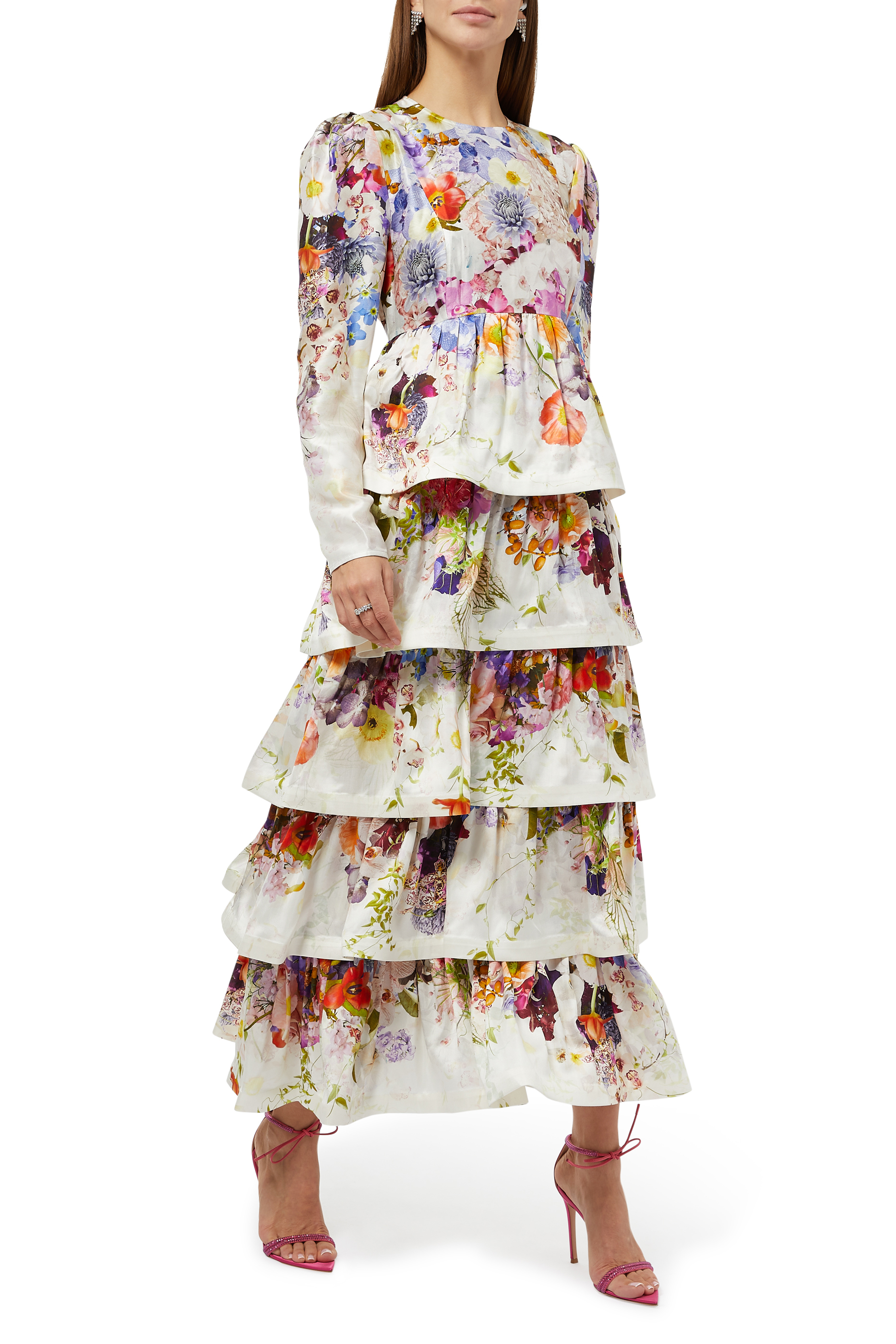 Buy Zimmermann Prima Tiered Midi Dress for Womens | Bloomingdale's Qatar