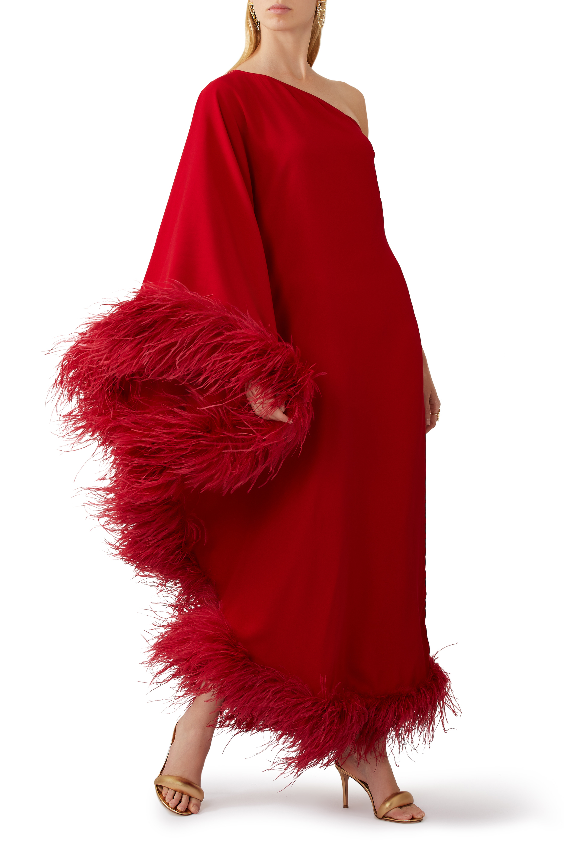 Buy Taller Marmo Ubud One-Shoulder Feather-Trimmed Dress for Womens |  Bloomingdale's Qatar